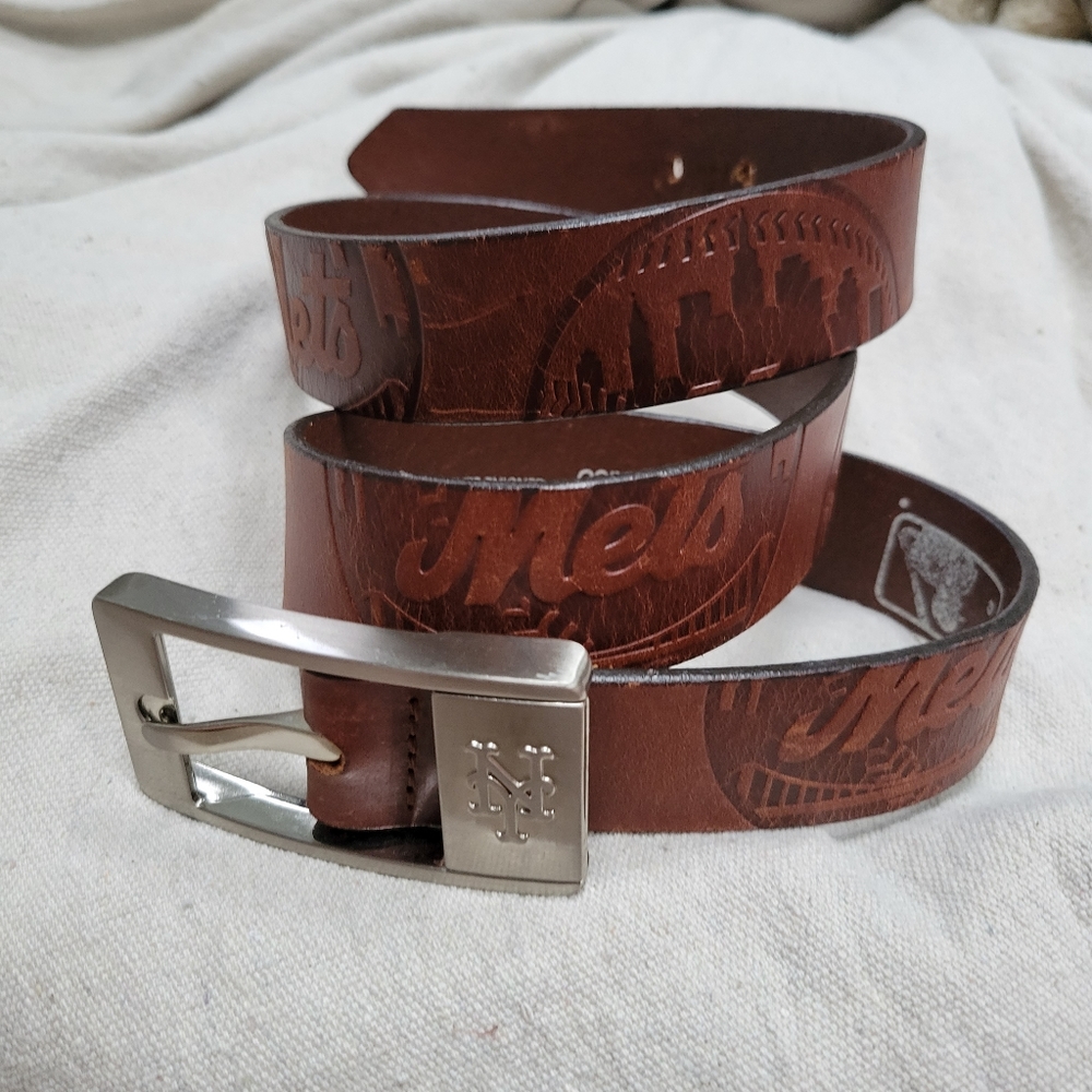 Men's Brown New York Mets MLB Leather Belt Size 38